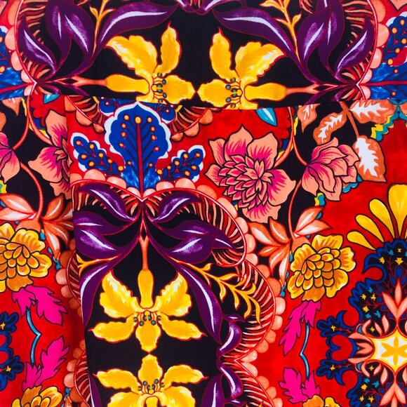 New Loft Womens High Low Blouse Sz Large Long Sleeve Vibrant Floral Print NWT - Picture 10 of 13